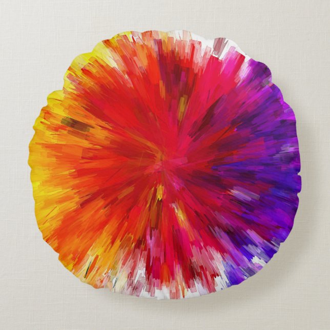 Farbexplosion Rundes Kissen (Vorderseite)