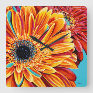 Farbexplosionen II Quadratische Wanduhr