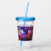 Farbexplosions-Galaxie-Katze Acryltrinkbecher (Rückseite)
