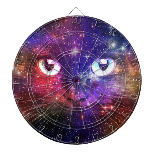 Farbexplosions-Galaxie-Katze Dartscheibe (vorne)