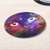Farbexplosions-Galaxie-Katze Runder Pappuntersetzer (Angewinkelt)