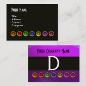 FARBFÄHIGE GEM STONS SCHWARZ-WEISSES LILA MONOGRAM VISITENKARTE (Vorne/Hinten)