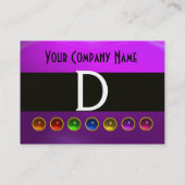 FARBFÄHIGE GEM STONS SCHWARZ-WEISSES LILA MONOGRAM VISITENKARTE (Rückseite)