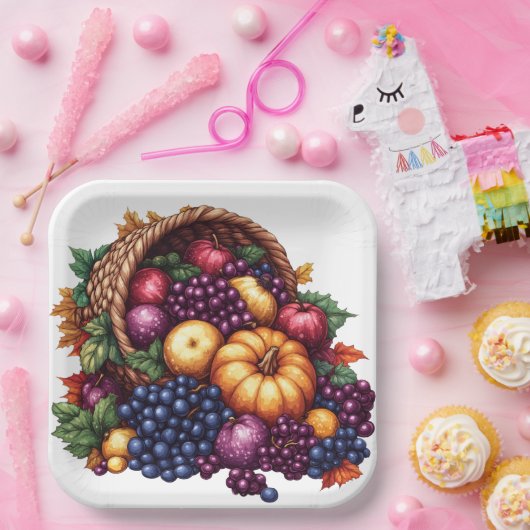 FARBFALL ERNTEDANK CORNUCOPIA-REGELUNG PAPPTELLER (Party)