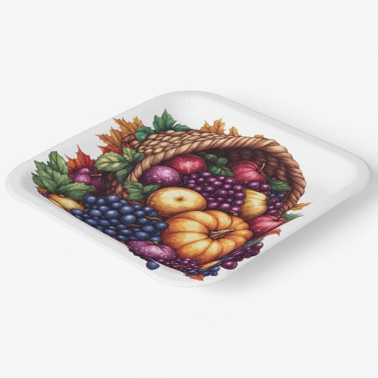 FARBFALL ERNTEDANK CORNUCOPIA-REGELUNG PAPPTELLER (Gewinkelt)