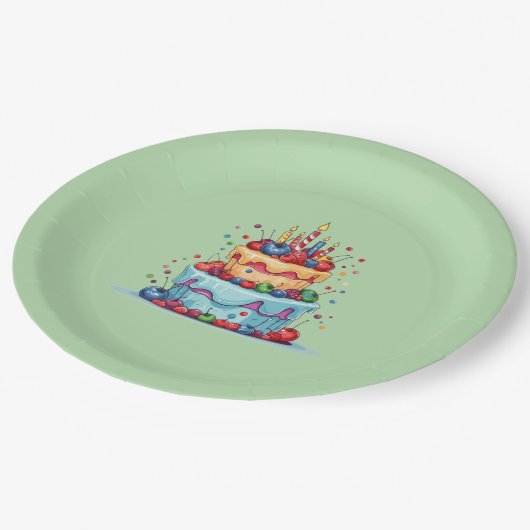 FARBFALL MANDALA PAPPTELLER (Schrägansicht)