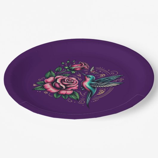 FARBFALL MANDALA PAPPTELLER (Schrägansicht)