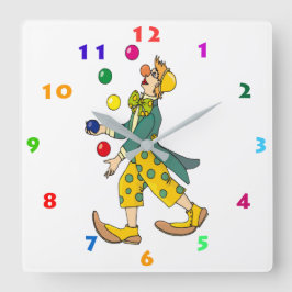 FARBFÄLTIGE JUGGLING CLOWING QUADRATISCHE WANDUHR