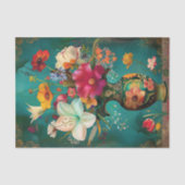 FARBFARBEN FRÜHBLUMEN IN VASE DECOUPAGE SEIDENPAPIER (Vorderseite)