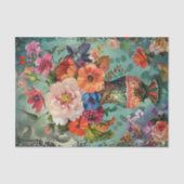 FARBFARBEN FRÜHBLUMEN IN VASE DECOUPAGE SEIDENPAPIER (Vorderseite)