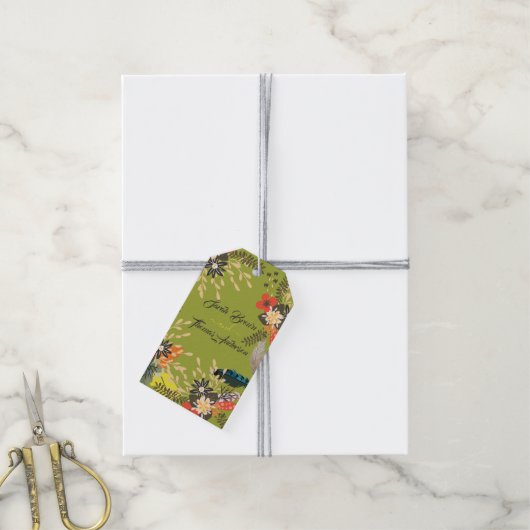 FARBFARBEN GREEN FLORAL BOHO GESCHENKANHÄNGER (Mit Garn)