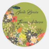 FARBFARBEN GREEN FLORAL BOHO RUNDER AUFKLEBER (Vorderseite)