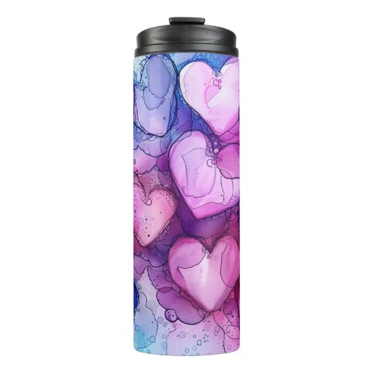 FARBFARBENE ALKOHOL-FARBE SCHAUEN VALENTINE HERZEN THERMOSBECHER (Vorderseite)