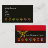 FARBFARBENE BÜTTERFLY GEM STEINE SCHWARZ-WEISS RED VISITENKARTE (Vorne/Hinten)