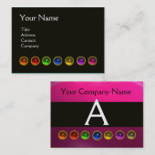 FARBFARBENE GEM STONS SCHWARZ-WEISS PINK MONOGRAM, VISITENKARTE (Vorne/Hinten)