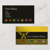 FARBFARBENE SCHALTFLÄCHER-GEM-STONEN SCHWARZ-WEISS VISITENKARTE (Vorne/Hinten)