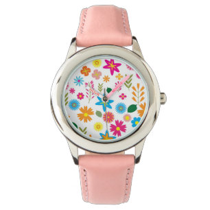 FARBFARBENES BLUMENMUSTER ARMBANDUHR
