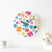 FARBFARBENES BLUMENMUSTER GROßE WANDUHR (Zuhause)