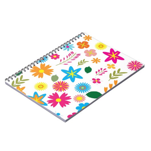 FARBFARBENES BLUMENMUSTER NOTIZBLOCK (Linke Seite)