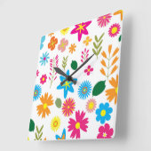 FARBFARBENES BLUMENMUSTER QUADRATISCHE WANDUHR (Winkel)
