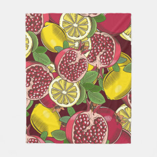 Farbfarbenes nahtloses Muster mit Granatäpfeln Fleecedecke