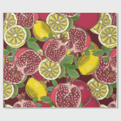 Farbfarbenes nahtloses Muster mit Granatäpfeln Geschenkpapier (Flach)