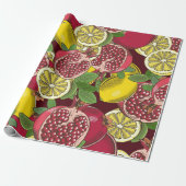 Farbfarbenes nahtloses Muster mit Granatäpfeln Geschenkpapier (Ungerollt)