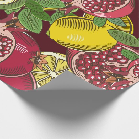 Farbfarbenes nahtloses Muster mit Granatäpfeln Geschenkpapier (Ecke)