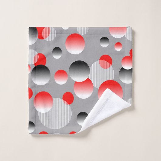 FARBFARBENES, ROTES, SCHWARZES, GRAU GEOMETRISCHES BADHANDTUCH SET (Waschlappen)