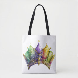FARBFARBENES WATERCOLOR MARDI GRAS CROWN TASCHE