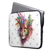 FARBFARBENES WATERCOLOR MARDI GRAS MASK LAPTOPSCHUTZHÜLLE (Vorderseite Links)