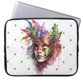 FARBFARBENES WATERCOLOR MARDI GRAS MASK LAPTOPSCHUTZHÜLLE