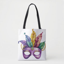 FARBFARBENES WATERCOLOR MARDI GRAS MASK TASCHE