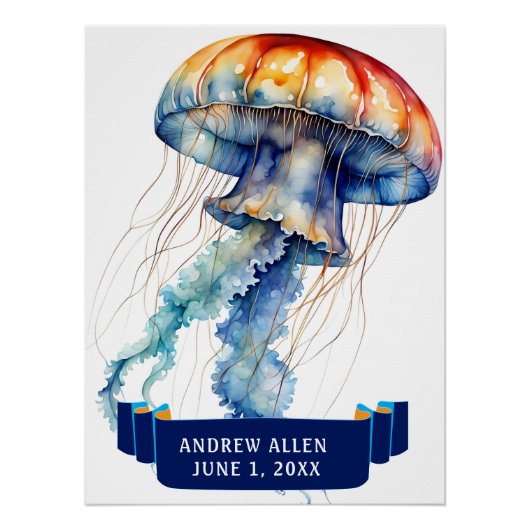 FARBFARBFARBENER JELLYFISH MIT NAMEN POSTER (Vorderseite)