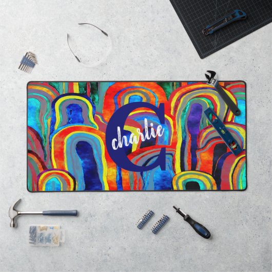 FARBFARBFUNKTION DES STRIPE-MONOGRAS SCHREIBTISCHUNTERLAGE (Arbeitsplatz)