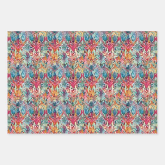 FARBFARBIGE BOHO ECLECTIC GIFT GESCHENKPAPIER SET (Vorderseite 3)