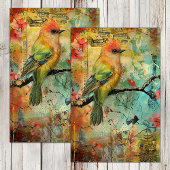 FARBFARBIGE GEMISCHTE MEDIA BIRD DECOUPAGE SEIDENPAPIER