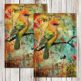 FARBFARBIGE GEMISCHTE MEDIA BIRD DECOUPAGE SEIDENPAPIER