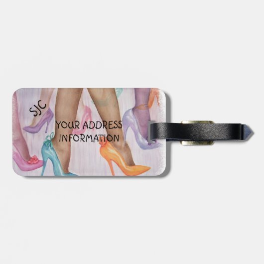 FARBFARBIGE HEELSE PERSONALISIERT LUGGAGE TAG GEPÄCKANHÄNGER (Rückseite horizontal)