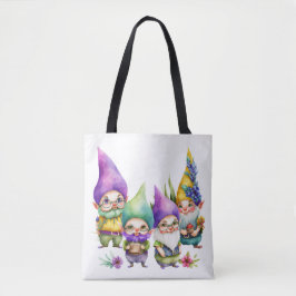 FARBFARBIGE NIEDLICHE MARDI GRAS GNOMES TASCHE