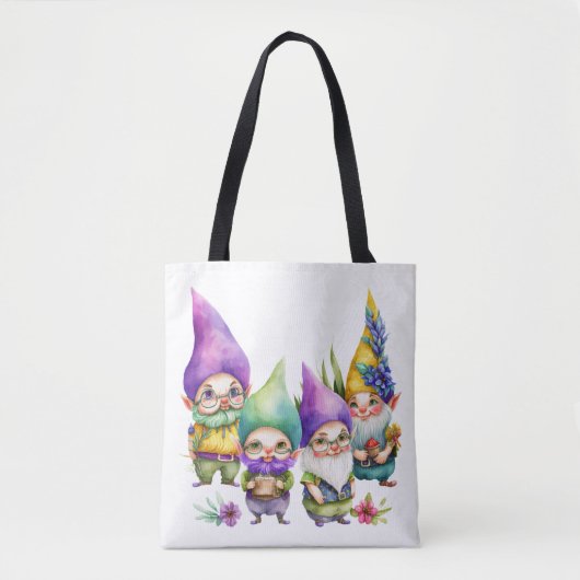 FARBFARBIGE NIEDLICHE MARDI GRAS GNOMES TASCHE (Vorderseite)