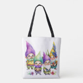 FARBFARBIGE NIEDLICHE MARDI GRAS GNOMES TASCHE (Rückseite)