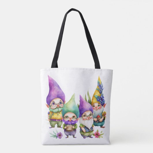 FARBFARBIGE NIEDLICHE MARDI GRAS GNOMES TASCHE (Rückseite)