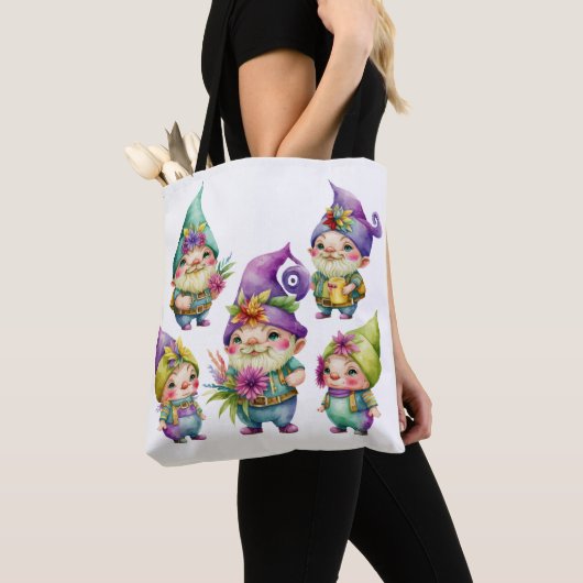 FARBFARBIGE NIEDLICHE MARDI GRAS GNOMES TASCHE (Von Nahem)