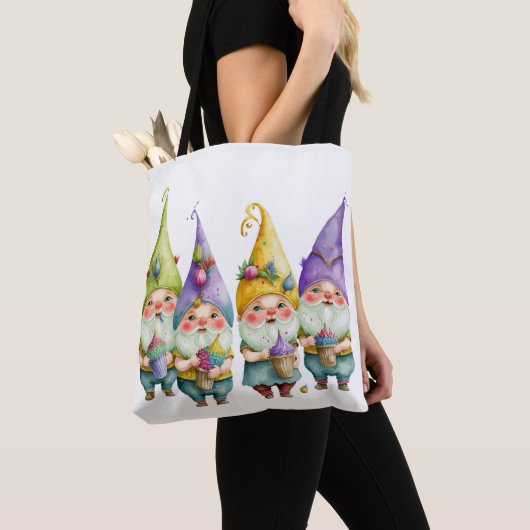 FARBFARBIGE NIEDLICHE MARDI GRAS GNOMES TASCHE (Von Nahem)