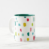 FARBFARBIGE PAINT DABS Festlicher Spaß kühn hell Zweifarbige Tasse (Vorderseite Links)