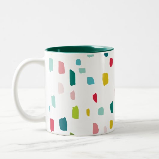 FARBFARBIGE PAINT DABS Festlicher Spaß kühn hell Zweifarbige Tasse (Links)