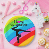 FARBFARBIGE RAINBOW I LIEBE GYMNASTICS PAPIERTELLE PAPPTELLER (Party)