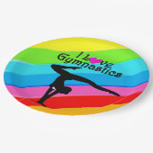 FARBFARBIGE RAINBOW I LIEBE GYMNASTICS PAPIERTELLE PAPPTELLER (Schrägansicht)