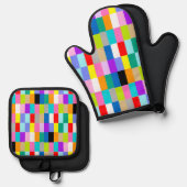 FARBFARBIGE TILES OVEN MITTE OFENHANDSCHUH & Topflappen-Set (Vorderseite/Rückseite)